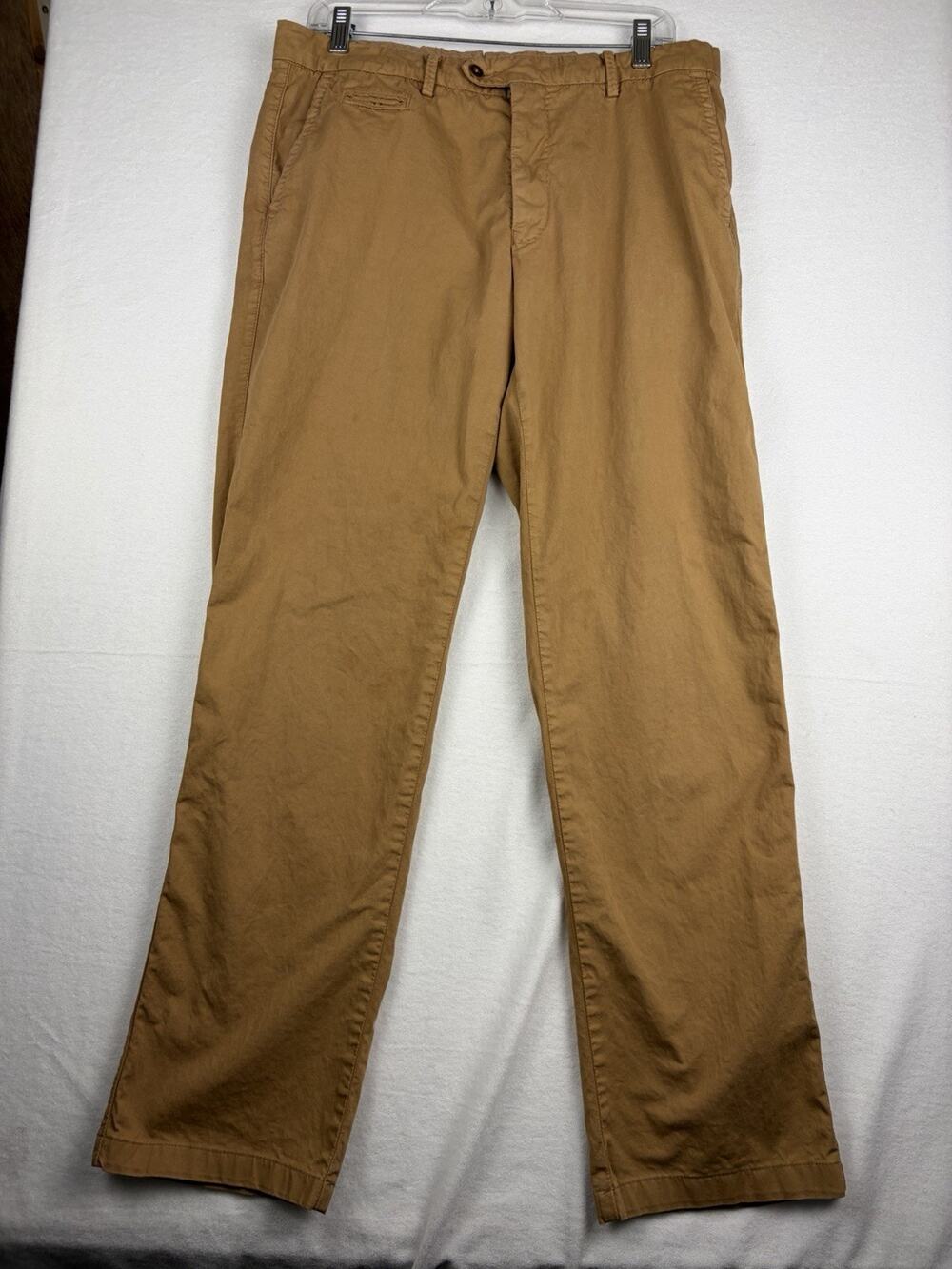 Ballin Mansfield Pants Men’s 34 Camel Pima Cotton Stretch Chino Khaki Preppy